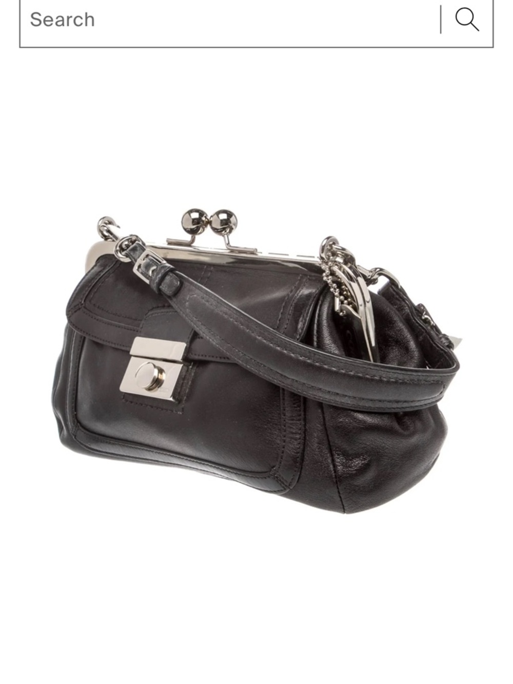 Coach Black Leather Kiss-Lock Wristlet with Silver Hardware - Picture 13 of 13